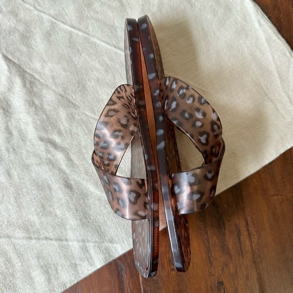 NWOB ANTHROPOLOGIE x MATISSE Leopard Print Jelly Sandals Square Toe Brown - Picture 5 of 10